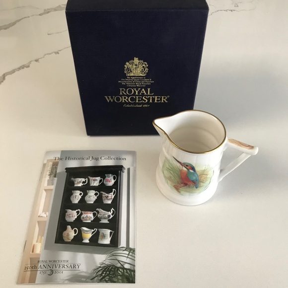 Vintage Royal Worcester Porcelain China Mini Barrel Kingfisher Pitcher Jug NIB - Picture 6 of 8